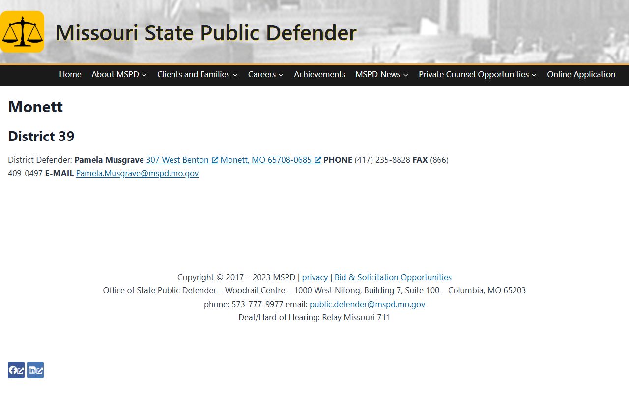 Barry County Circuit Clerk records Missouri public defender District 39 Monett
