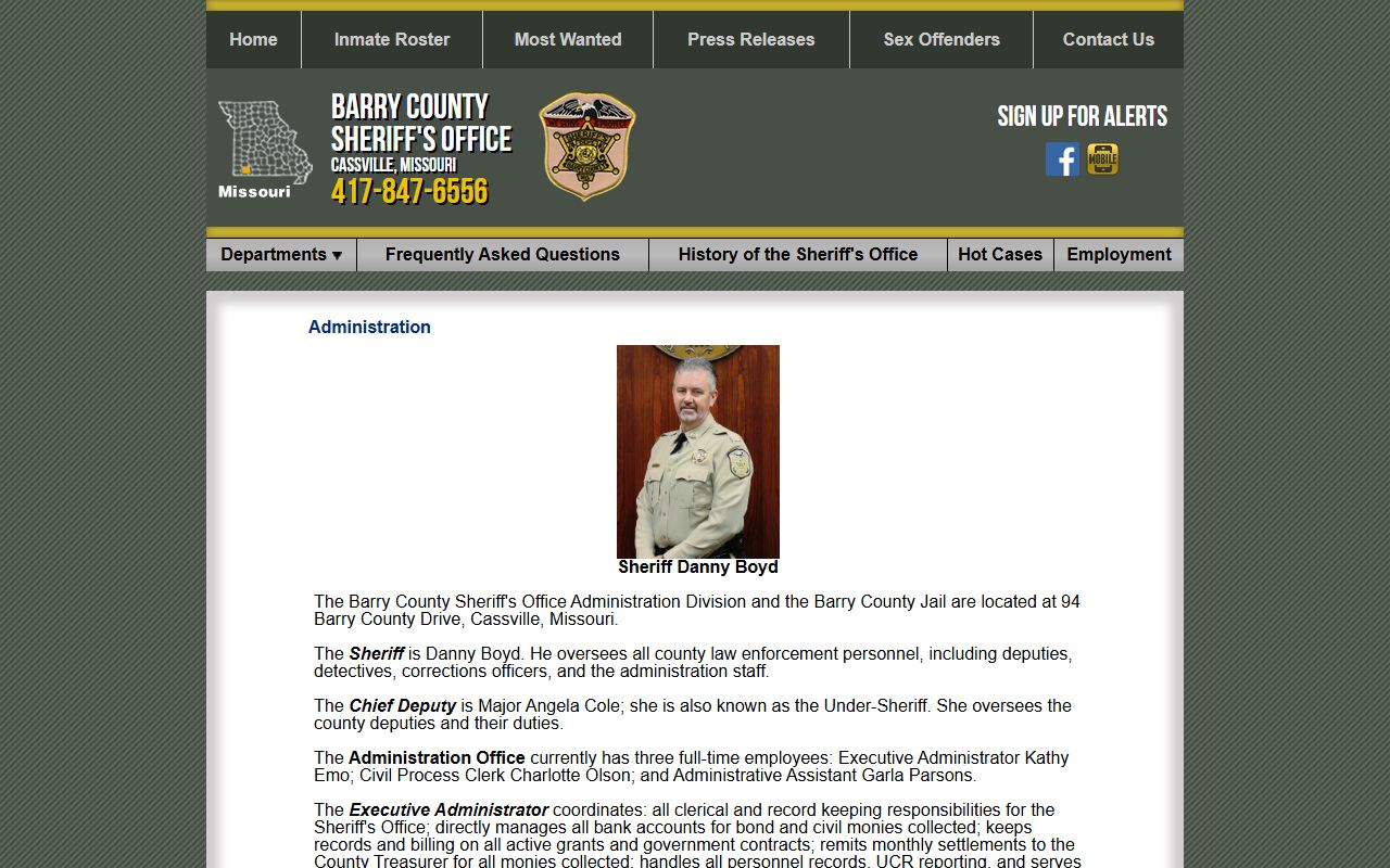 Barry County arrest records sheriff administration and civil process page