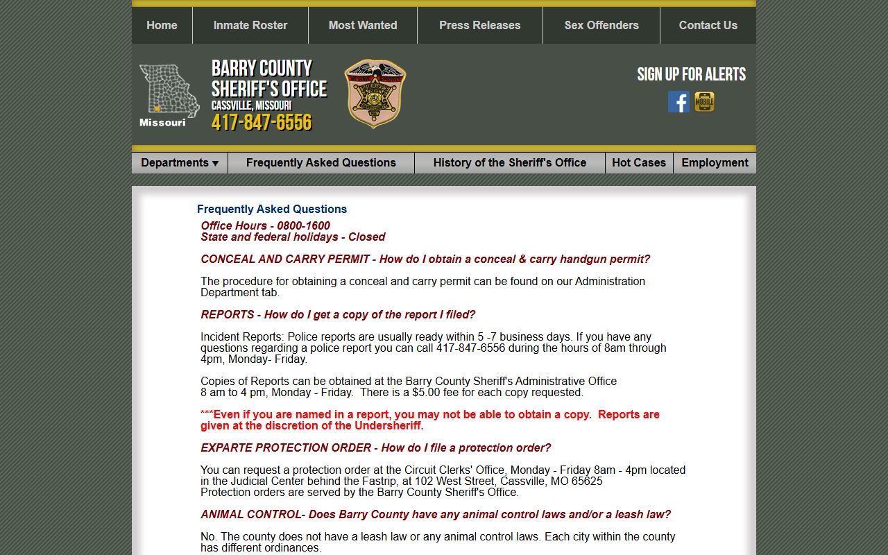 Barry County arrest records sheriff FAQ for reports warrants and jail records