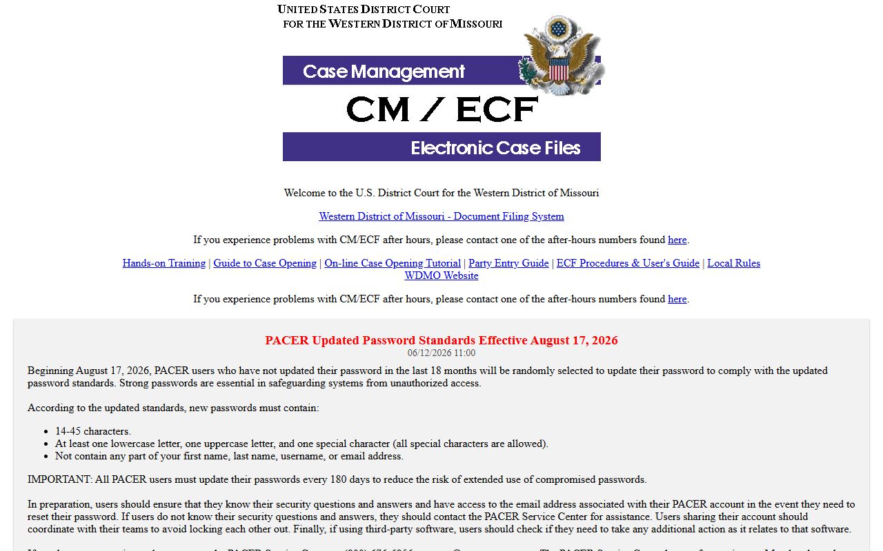 Barry County court dockets Western District CM ECF page