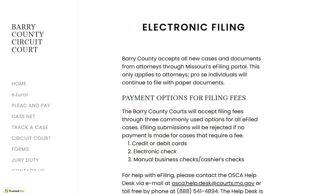 Barry County court records electronic filing instructions