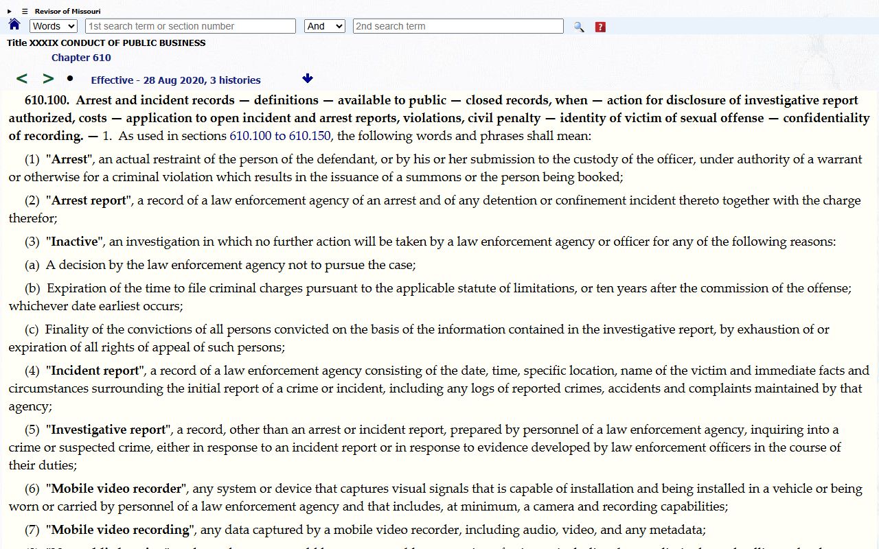 Barry County criminal court records Missouri arrest and incident records law