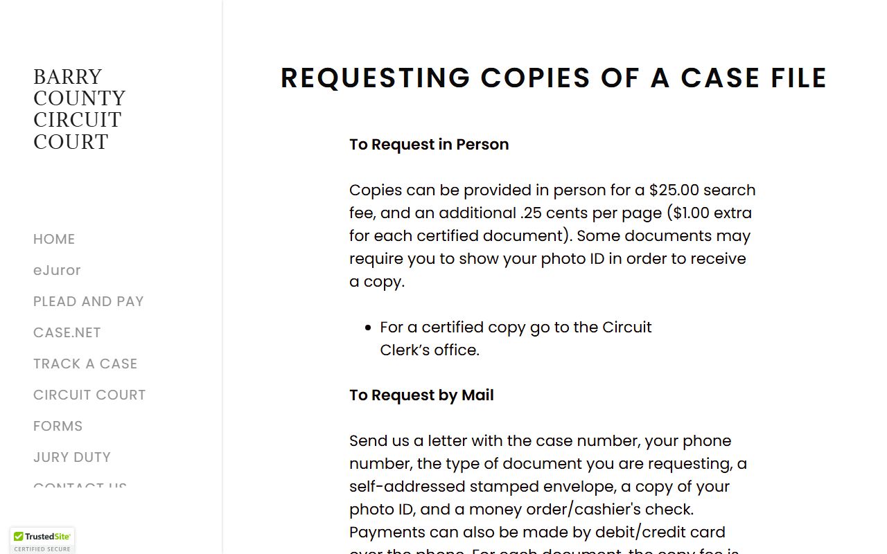 Barry County court records copy request instructions
