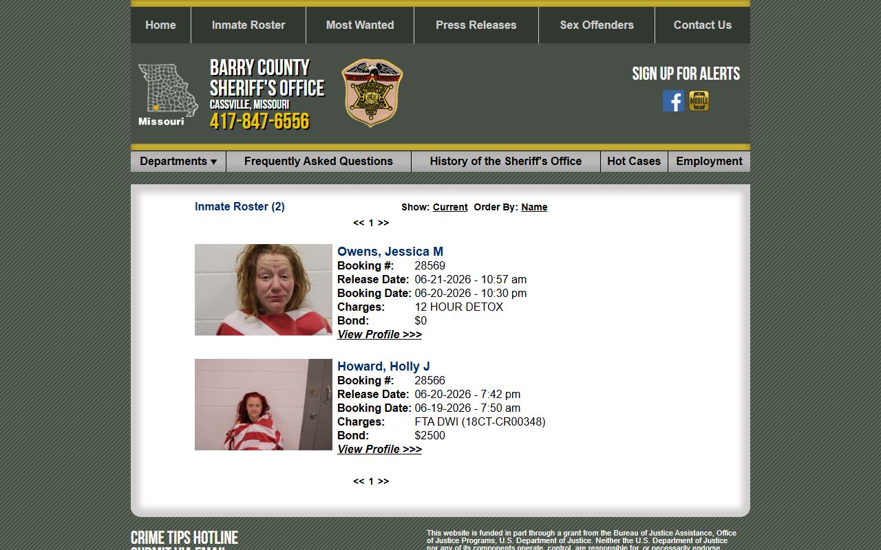 Barry County inmate records released jail roster