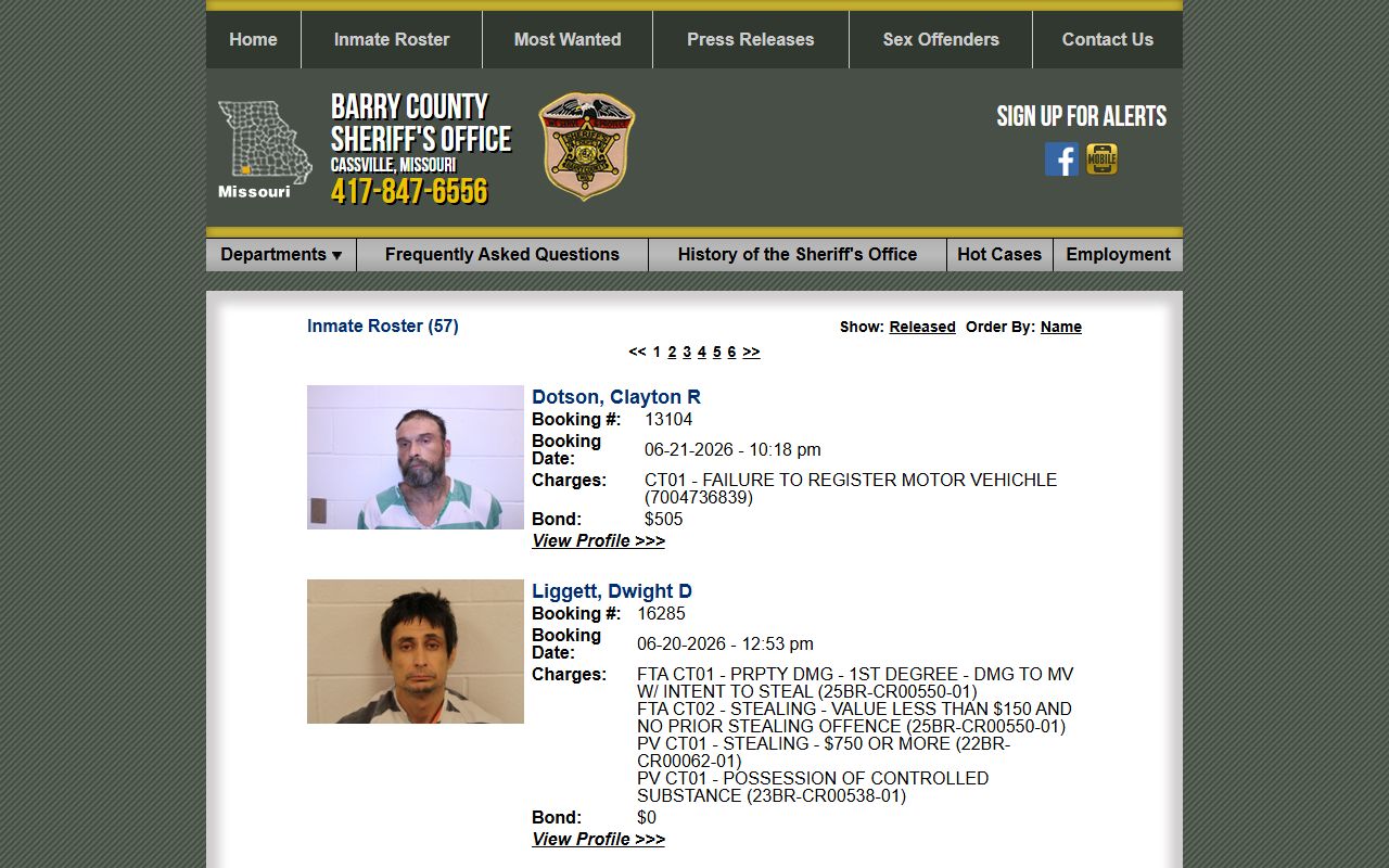 Barry County inmate records current jail roster