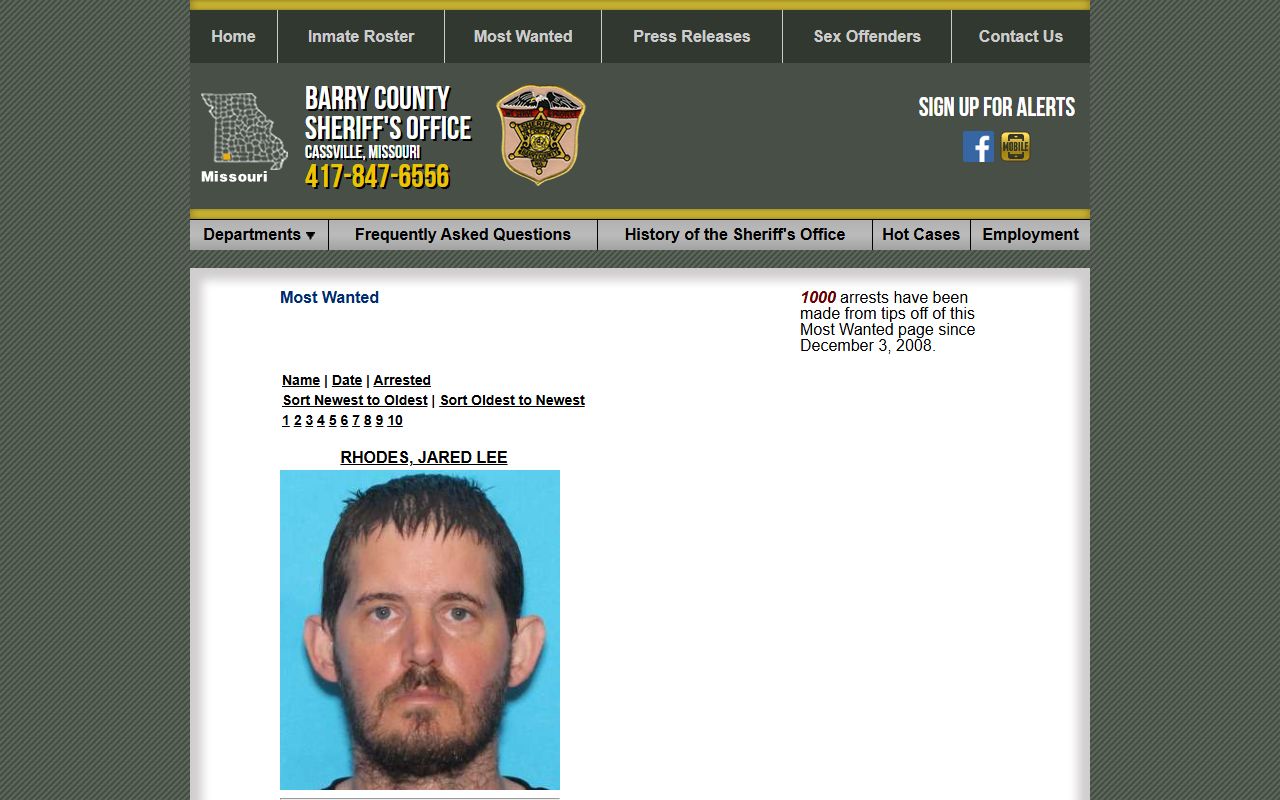 Barry County warrant records Sheriff Most Wanted list